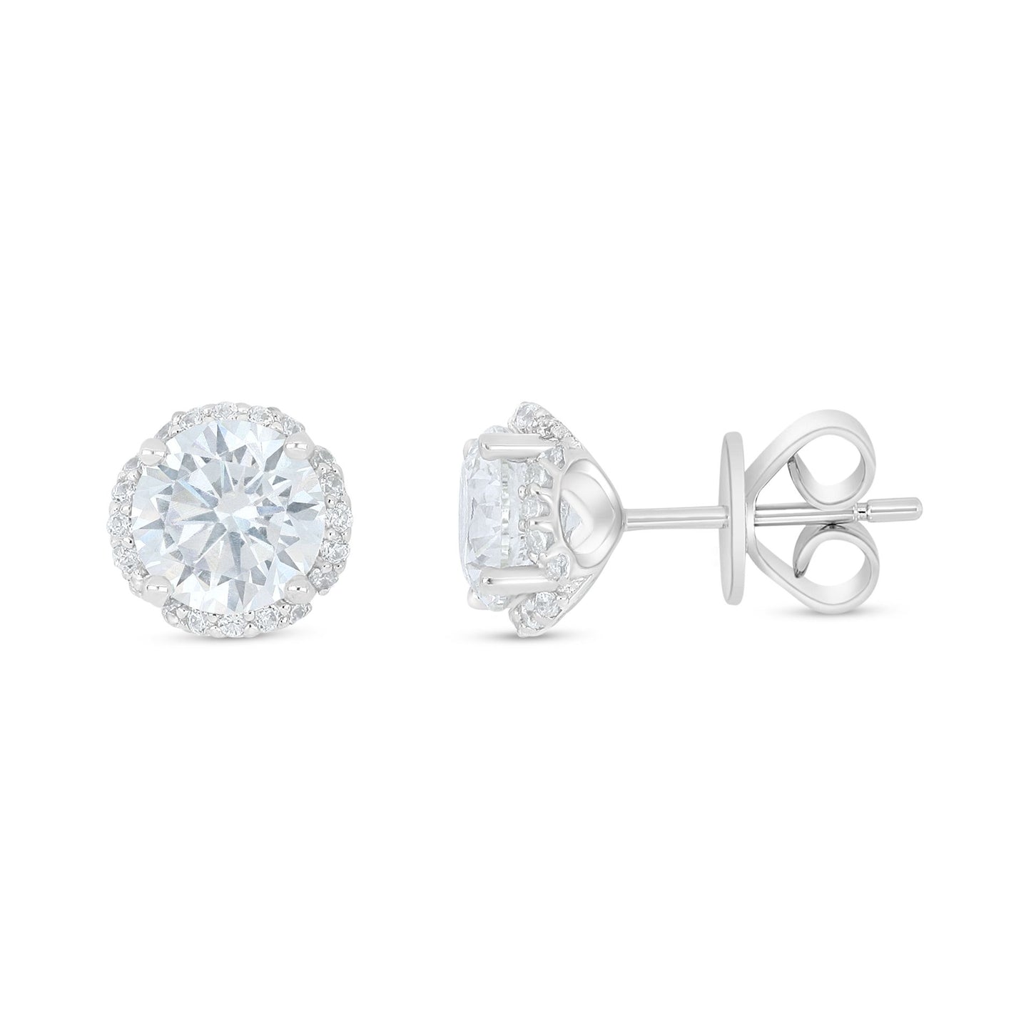 Sterling Silver 925 Earring Rhodium Plated Embedded With White Zircon