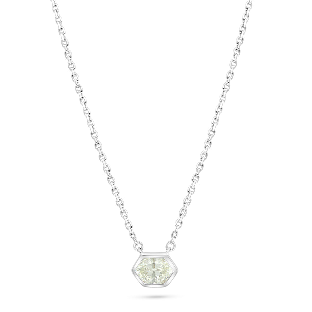 Sterling Silver 925 Necklace Rhodium Plated Embedded With Diamond Zircon