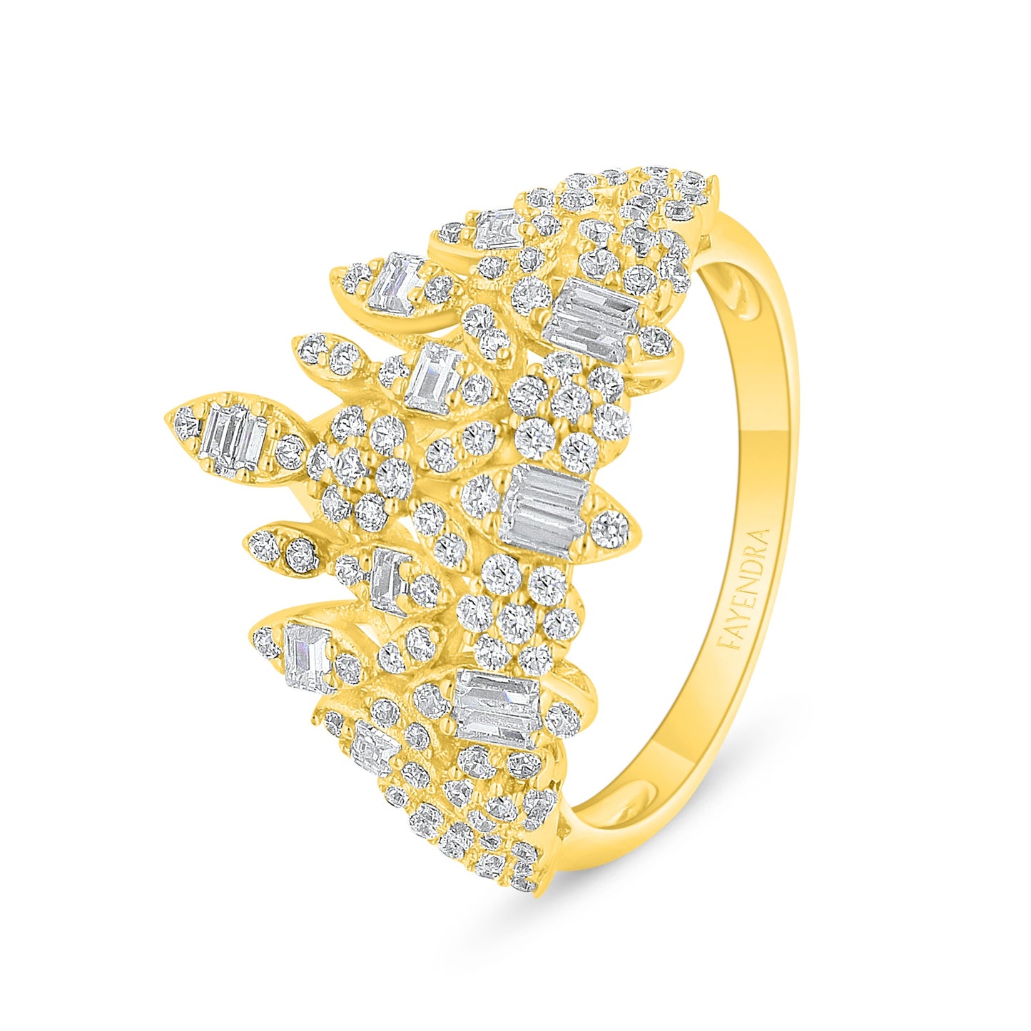 طقم فضة عيار 925 مطلي ذهبي مرصع فص ابيض