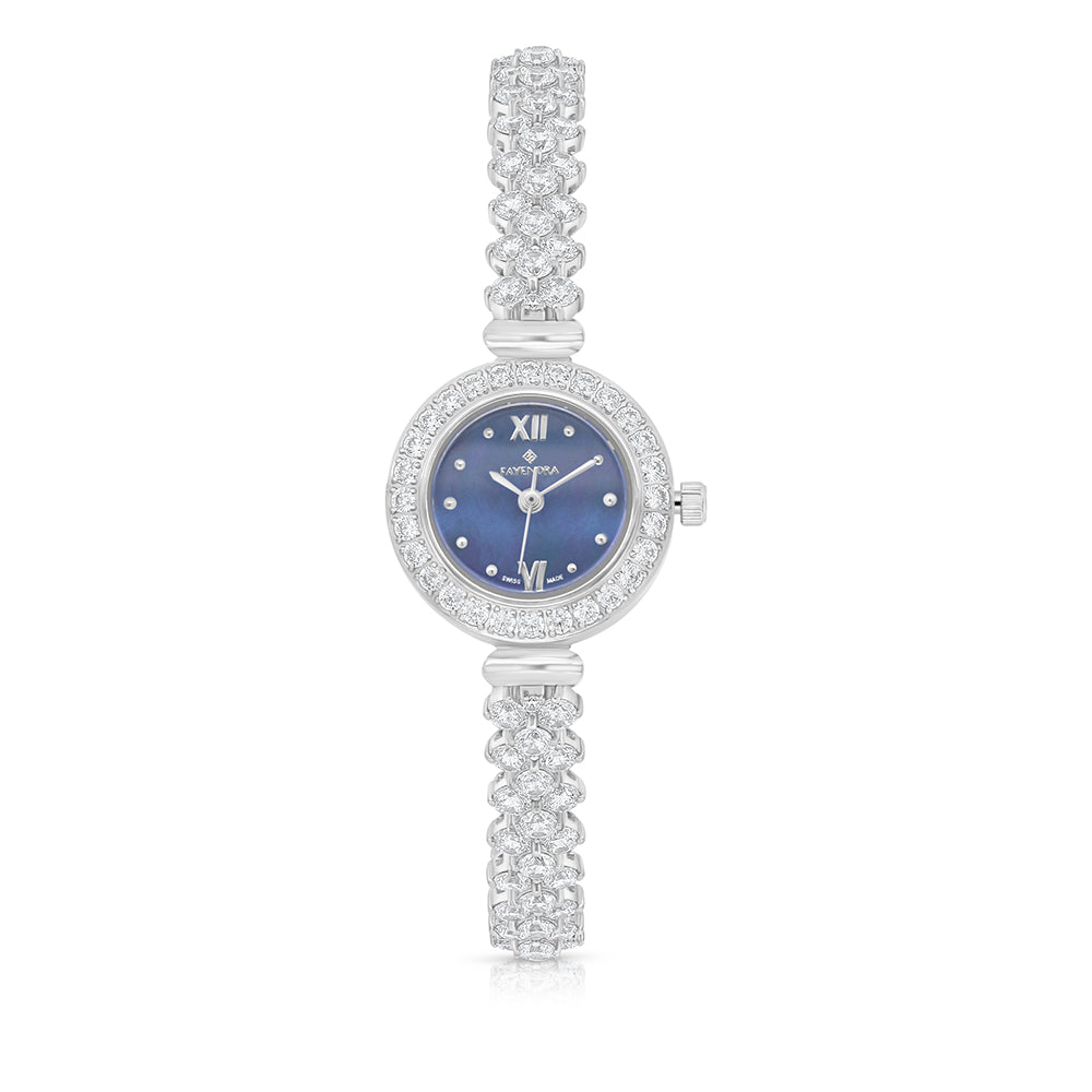 Stainless Steel 316 Watch Embedded With White Zircon - Blue MOP DIAL