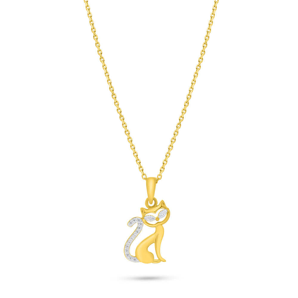 Sterling Silver 925 Necklace Rhodium And Golden Plated Embedded With White Zircon