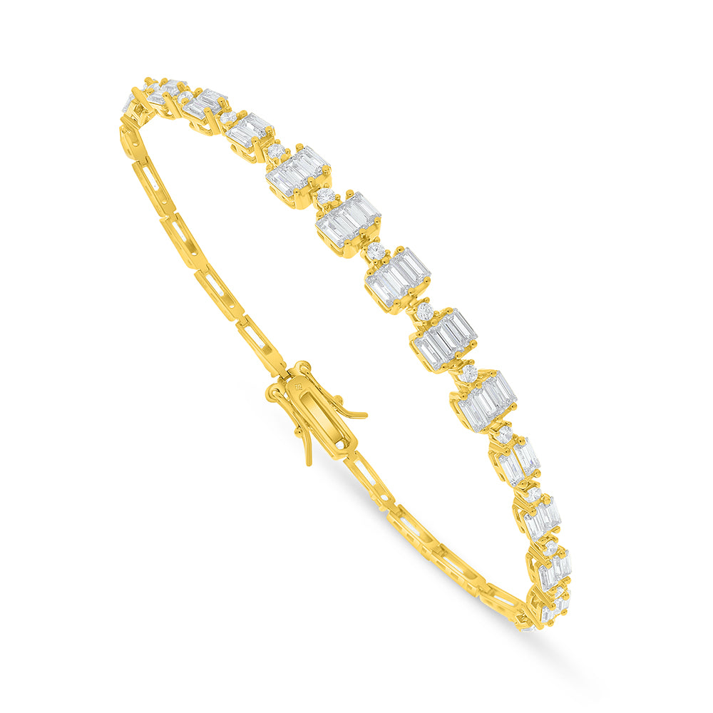 Sterling Silver 925 Bracelet Golden Plated Embedded With White Zircon
