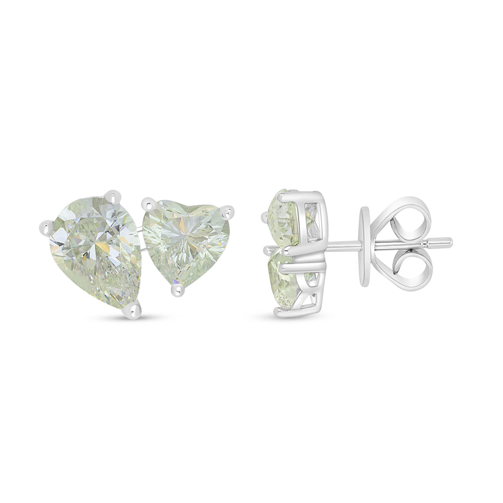 Sterling Silver 925 Earring Rhodium Plated Embedded With Diamond Zircon And White Zircon