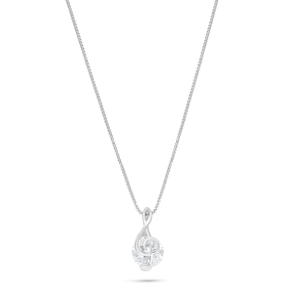 Sterling Silver 925 Necklace Rhodium Plated Embedded With White Zircon