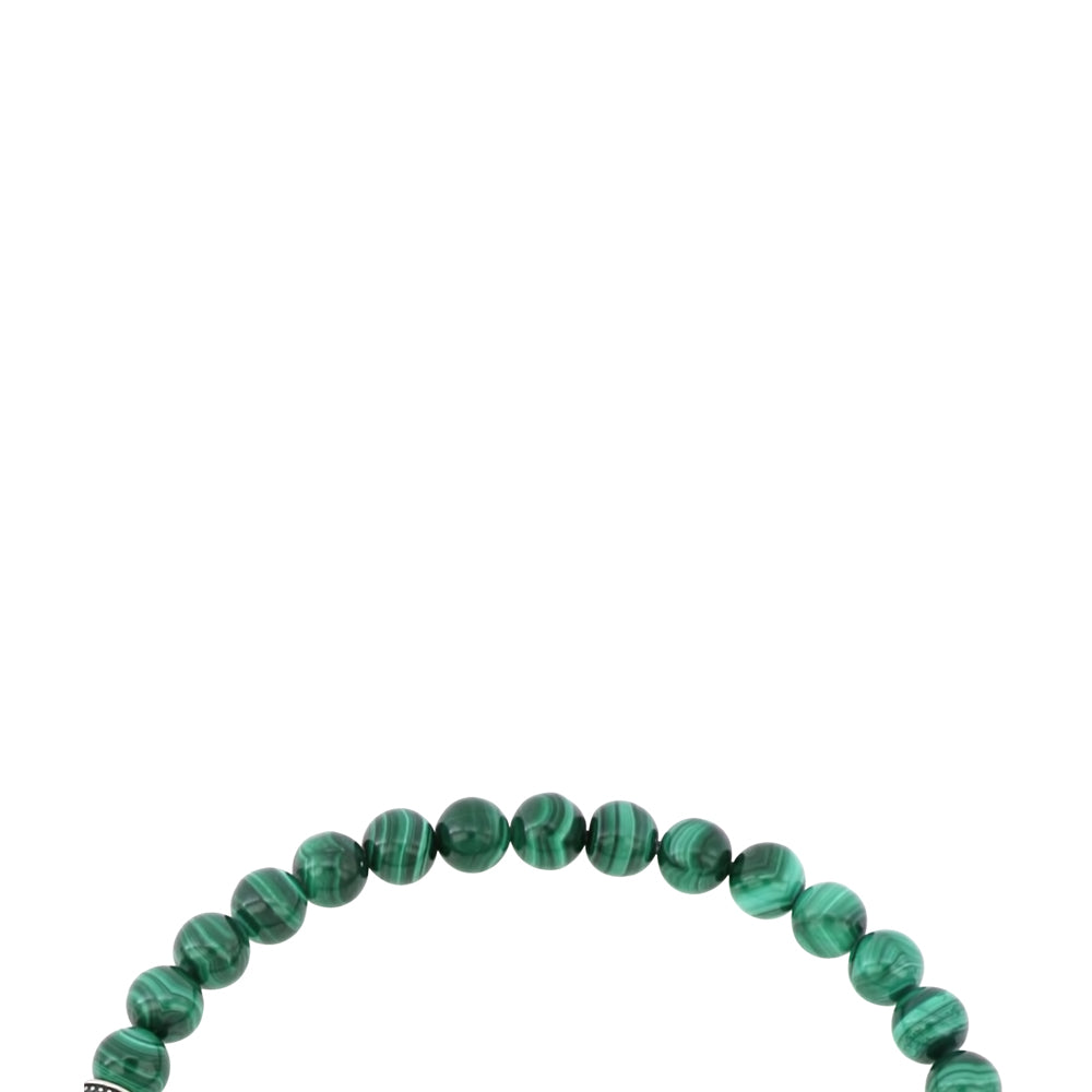 Rosary 45 Sterling Silver 925 Set Oxidized Embedded With Malachite Bead 08 mm LOGO