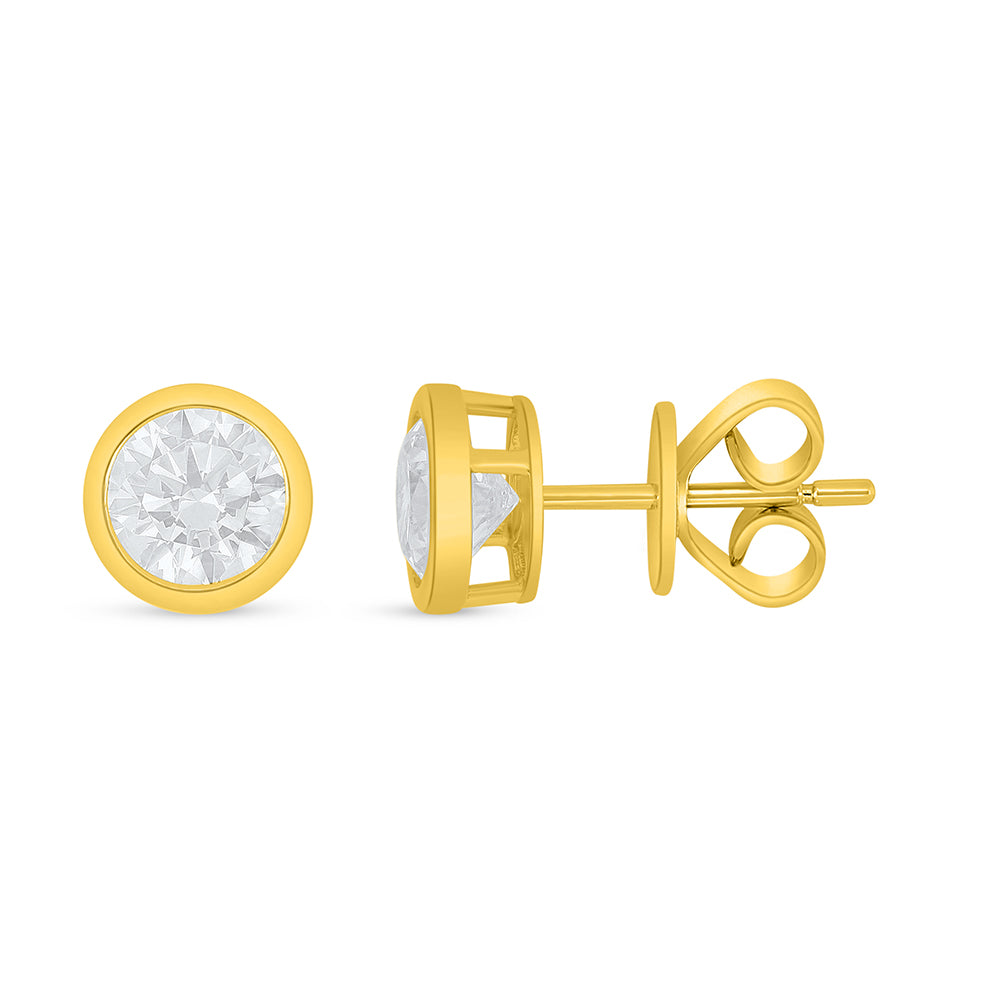 Sterling Silver 925 Earring Golden Plated Embedded With White Zircon