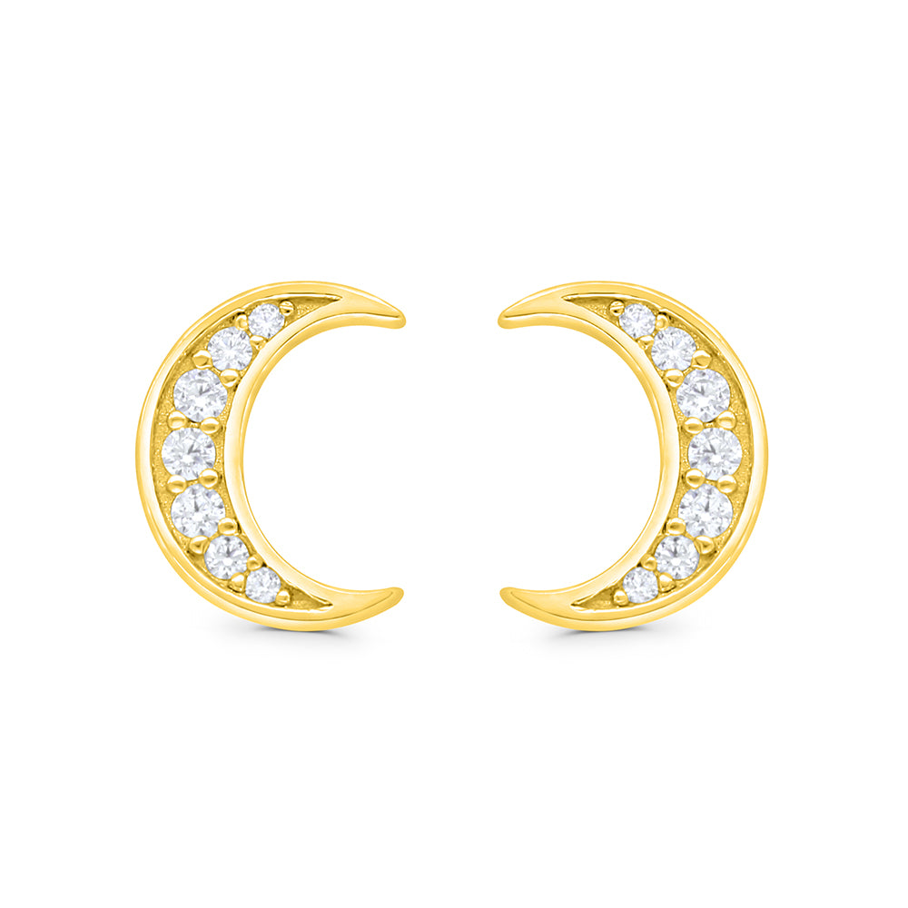 Sterling Silver 925 Earring Gold Plated Embedded With White CZ