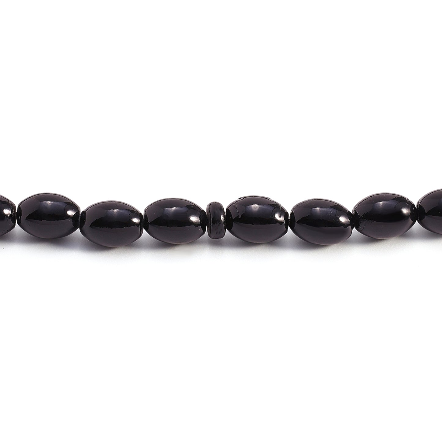 Yusr (Black Coral) Rosary 33 Olive Bead 9*13 MM With Stainless Steel 316L (Silver & Black Plated)