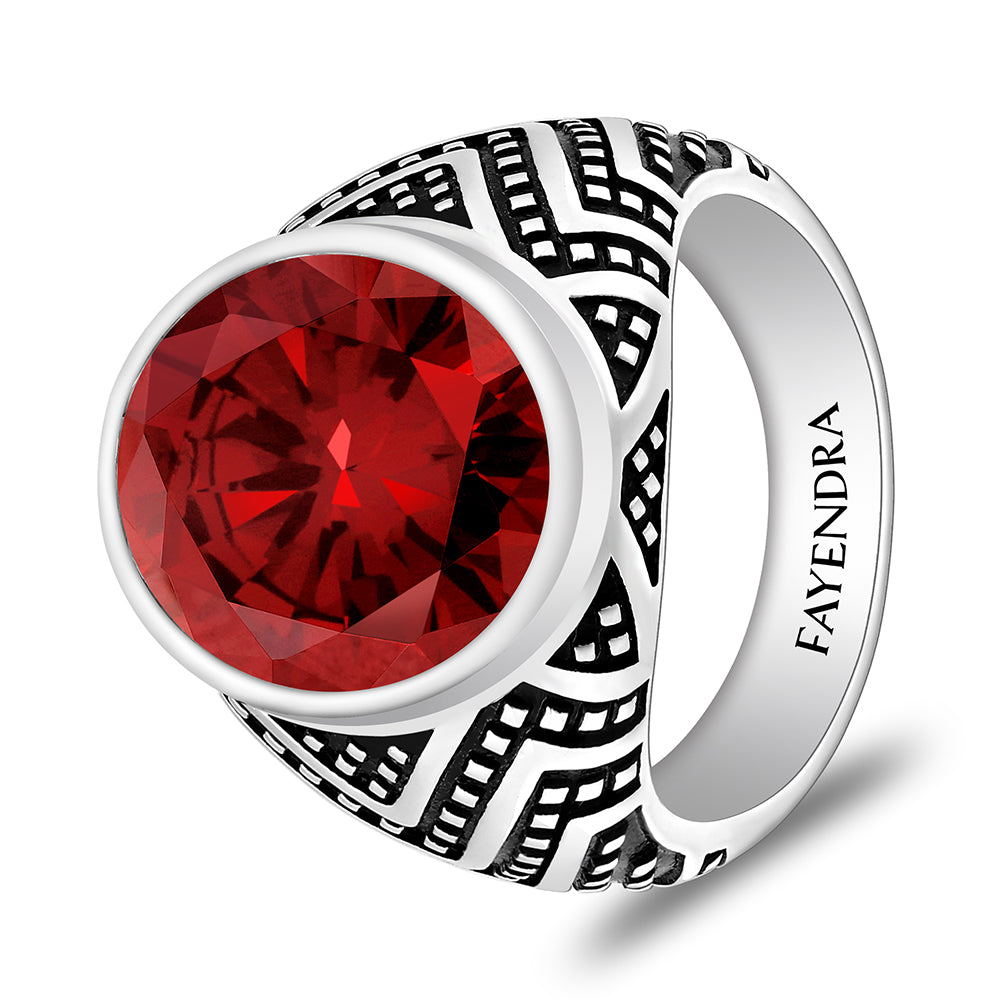 خاتم رجالي فضة عيار 925 مطلي روديوم و اسود زركون غرانيت