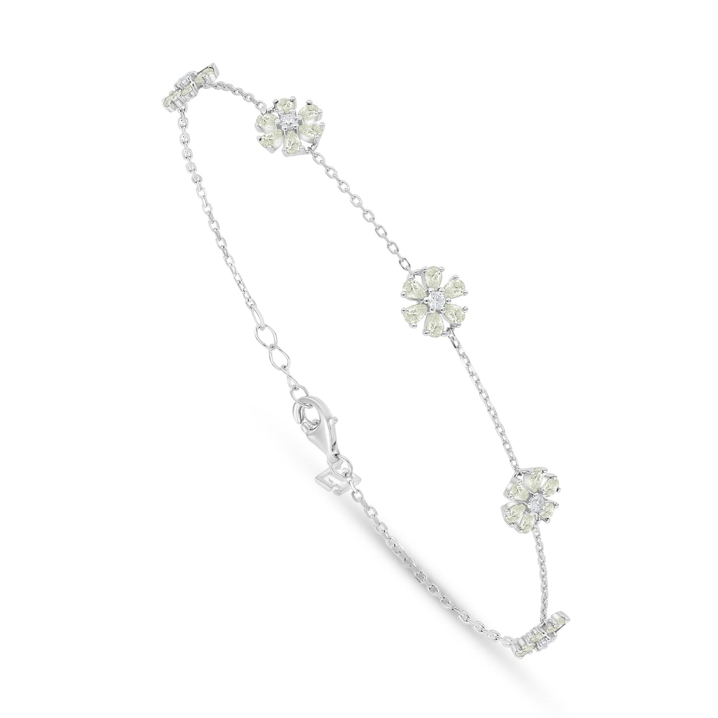 Sterling Silver 925 Bracelet Rhodium Plated Embedded With Diamond Zircon And White Zircon