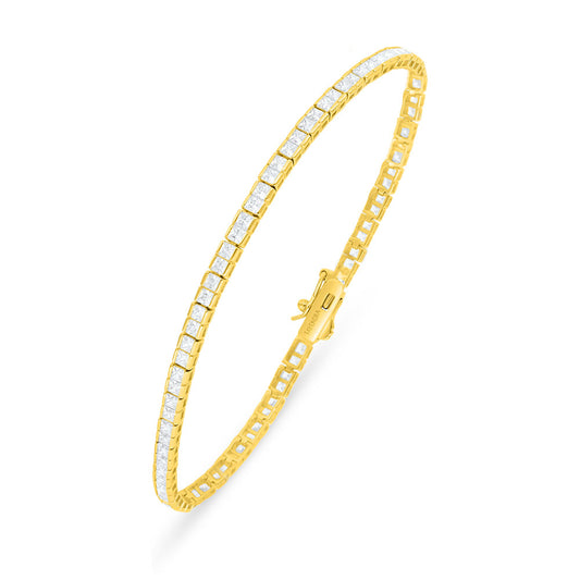 Sterling Silver 925 Bracelet Golden Plated Embedded With White Zircon
