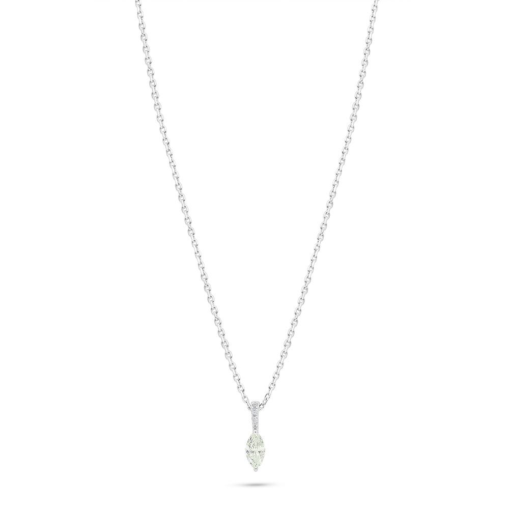 Sterling Silver 925 Necklace Rhodium Plated Embedded With Diamond Zircon And White Zircon