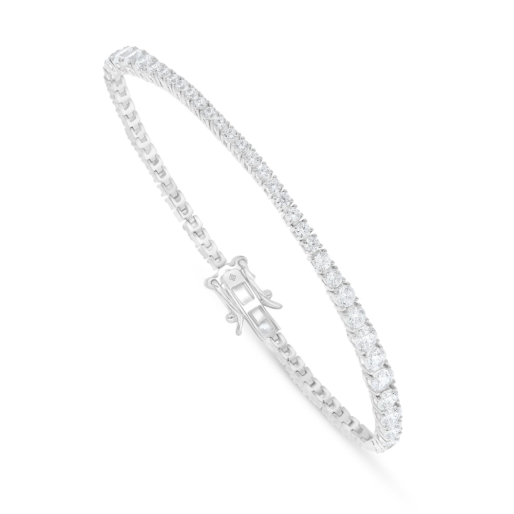 Sterling Silver 925 Bracelet Rhodium Plated Embedded With White Zircon