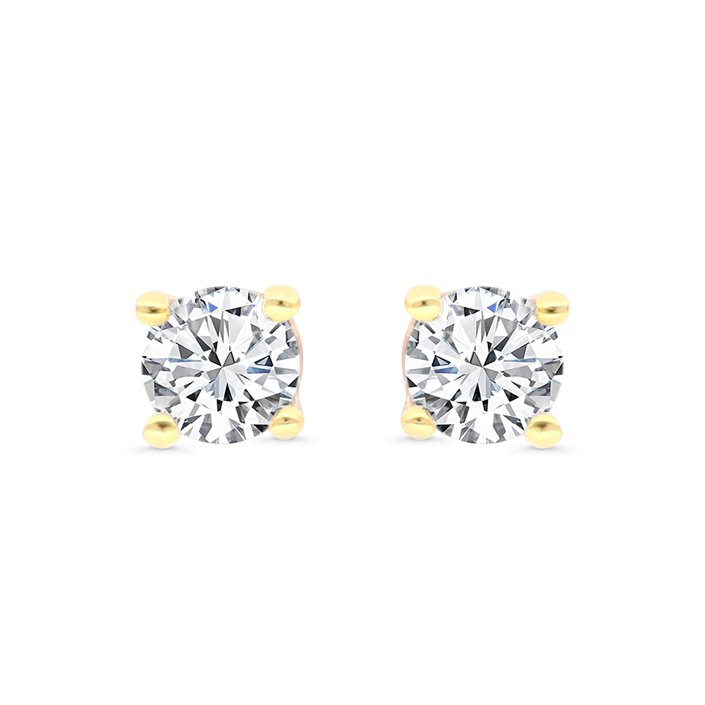 Sterling Silver 925 Earring Golden Plated Embedded With White Zircon