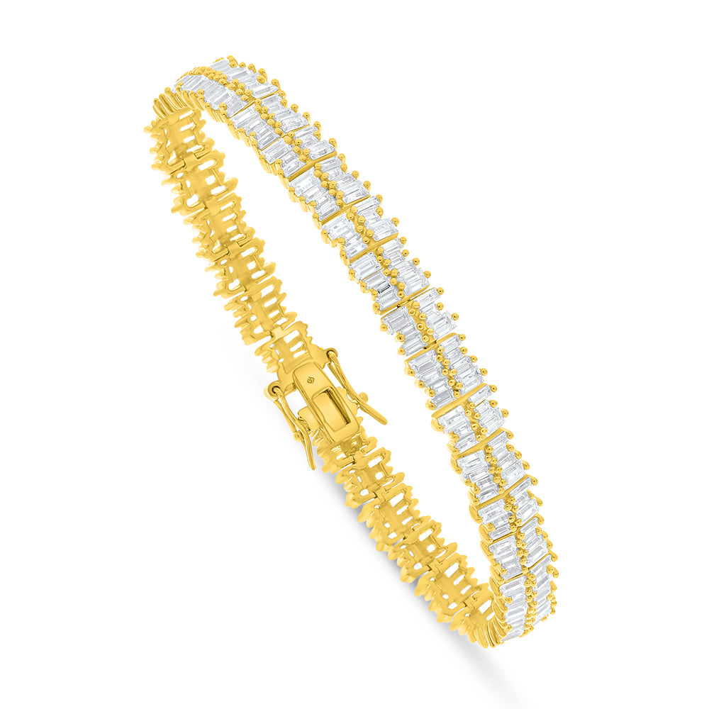 اسورة من الفضة الخالصة عيار 925 مطلية ذهبي مرصعة فص ابيض