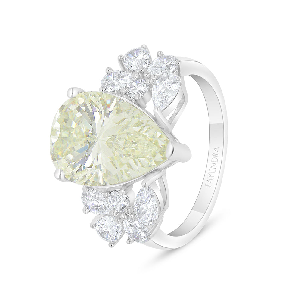 Sterling Silver 925 SET Rhodium Plated Embedded With Diamond Zircon And White Zircon