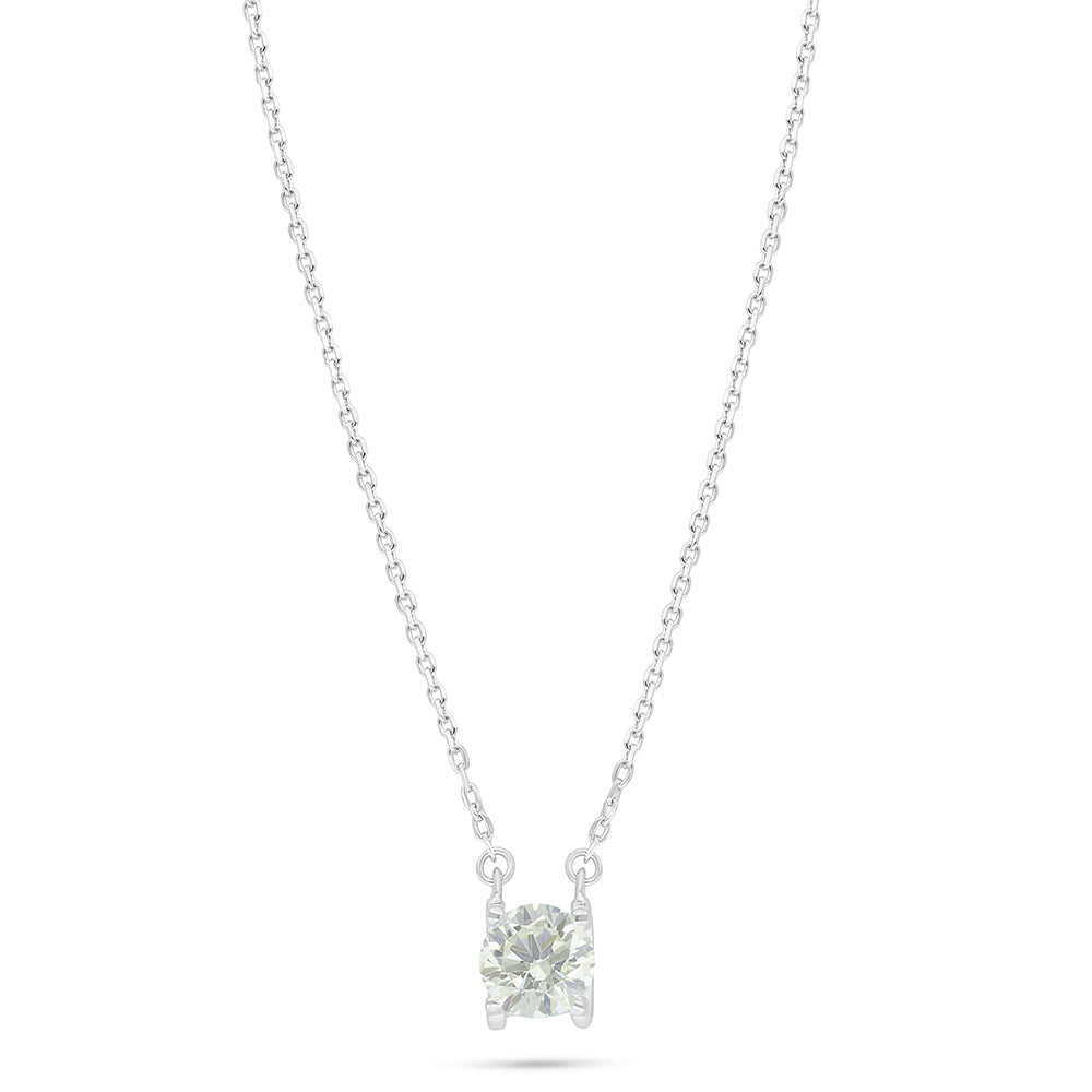 Sterling Silver 925 Necklace Rhodium Plated Embedded With Diamond Zircon