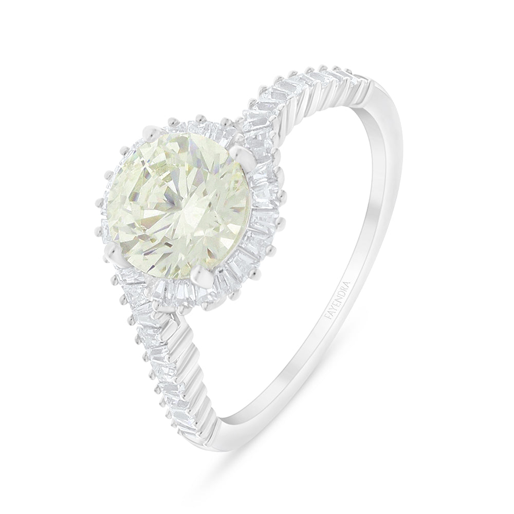 Sterling Silver 925 Ring Rhodium Plated Embedded With Diamond Zircon And White Zircon