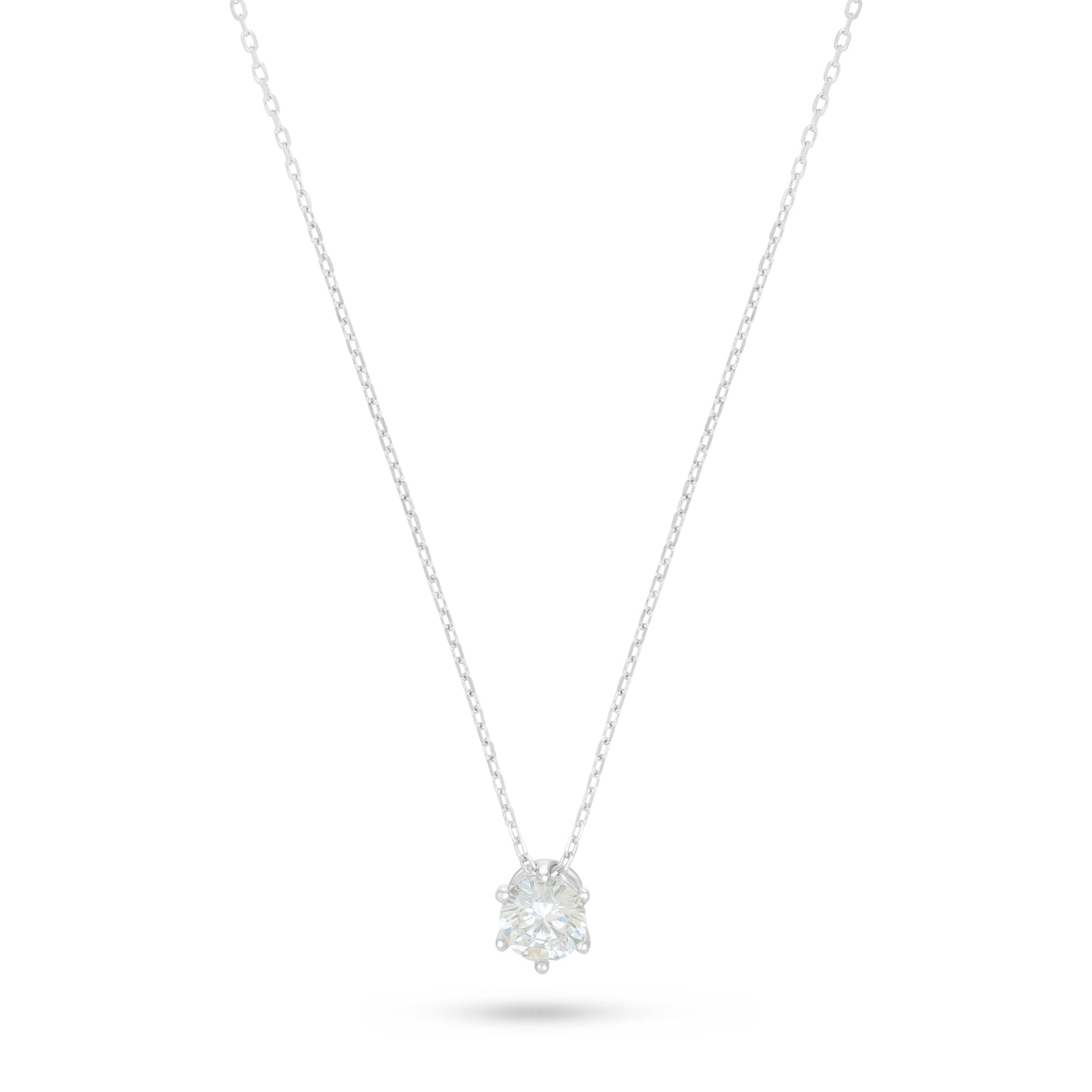 Sterling Silver 925 Necklace Rhodium Plated Embedded With Diamond Zircon