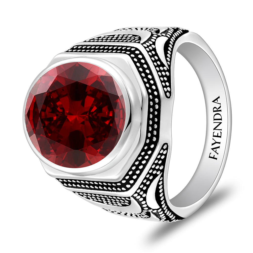 خاتم رجالي فضة عيار 925 مطلي روديوم و اسود زركون غرانيت