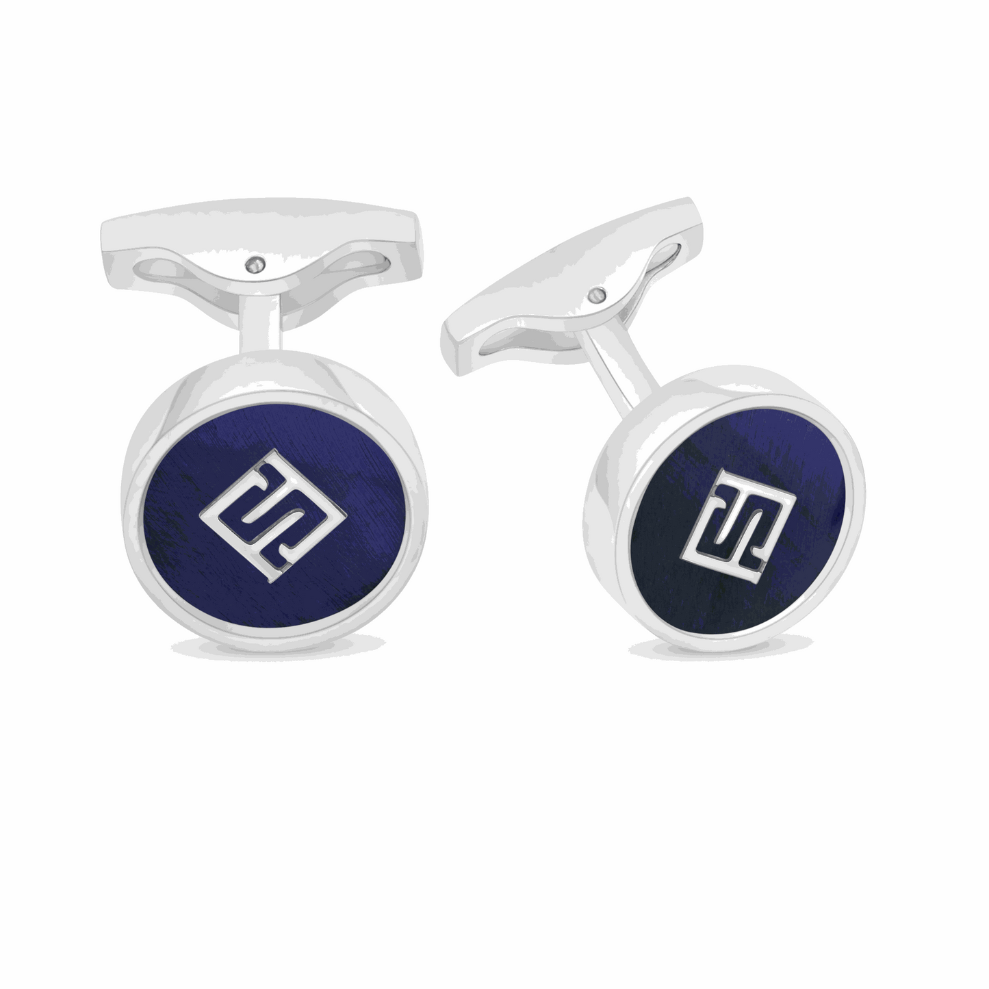 كبك ستانلس ستيل لون فضي عيار L316 مرصع احجار عين النمر ازرق Shiny Steel