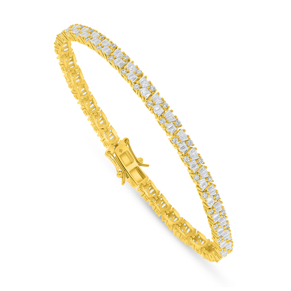 Sterling Silver 925 Bracelet Golden Plated Embedded With White Zircon