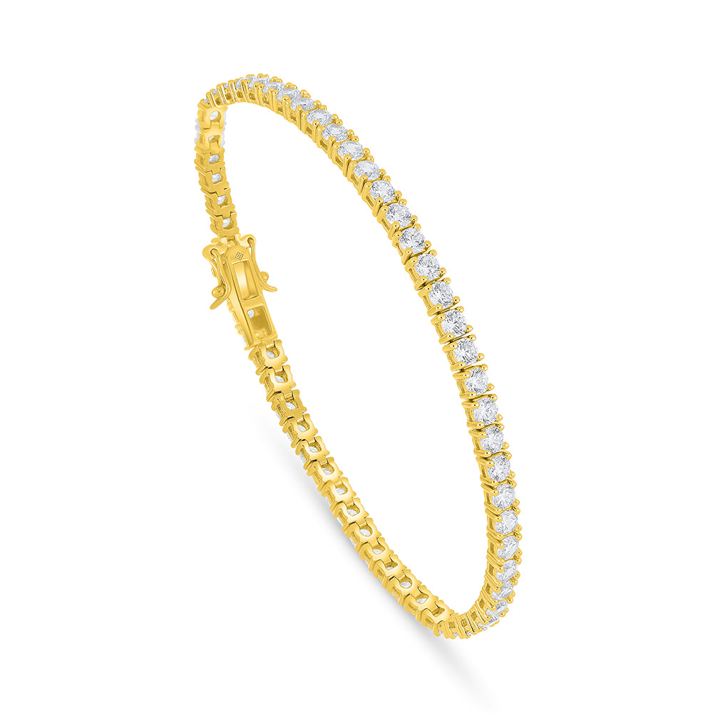Sterling Silver 925 Bracelet Golden Plated Embedded With White Zircon