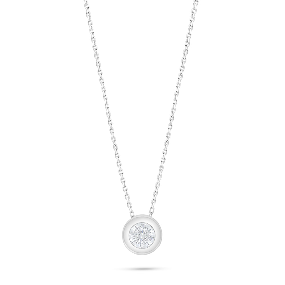 Sterling Silver 925 Necklace Rhodium Plated Embedded With White Zircon