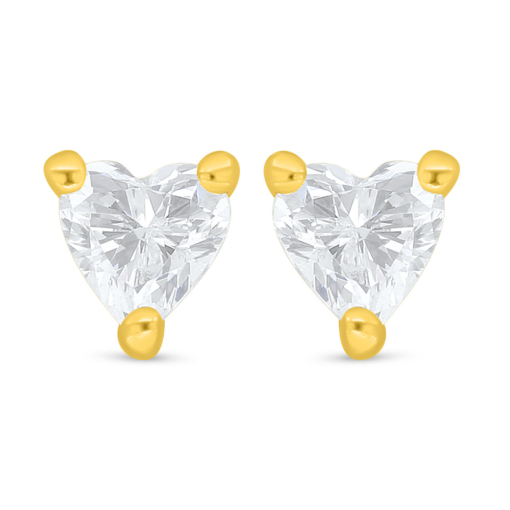 Sterling Silver 925 Earring Golden Plated Embedded With White Zircon