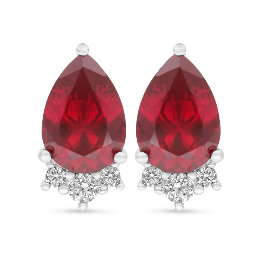 اقراط من الفضة الخالصة عيار 925 مطلي روديوم مرصعة ياقوت كروندوم و فص ابيض