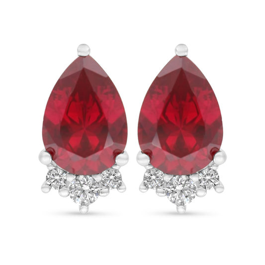 اقراط من الفضة الخالصة عيار 925 مطلي روديوم مرصعة ياقوت كروندوم و فص ابيض