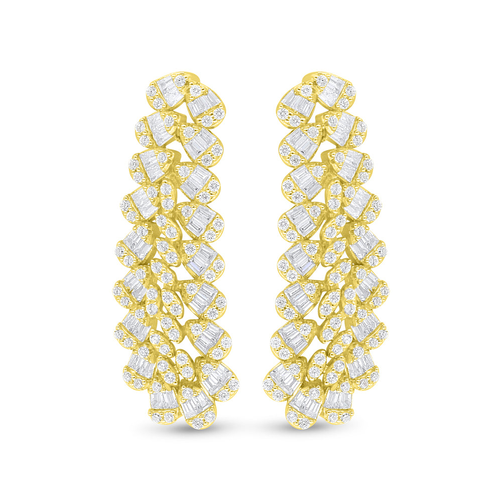 اقراط من الفضة الخالصة عيار 925 مطلي ذهبي مرصع فص ابيض