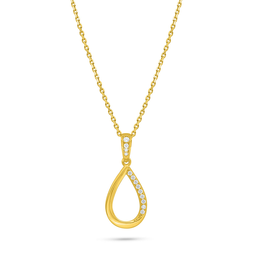 Sterling Silver 925 Necklace Golden Plated Embedded With White Zircon