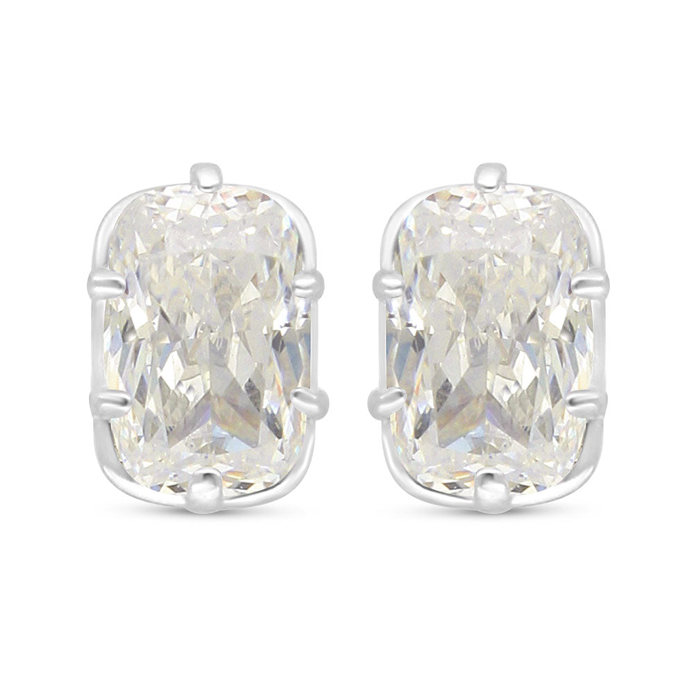 Sterling Silver 925 Earring Rhodium Plated Embedded With Yellow Diamond