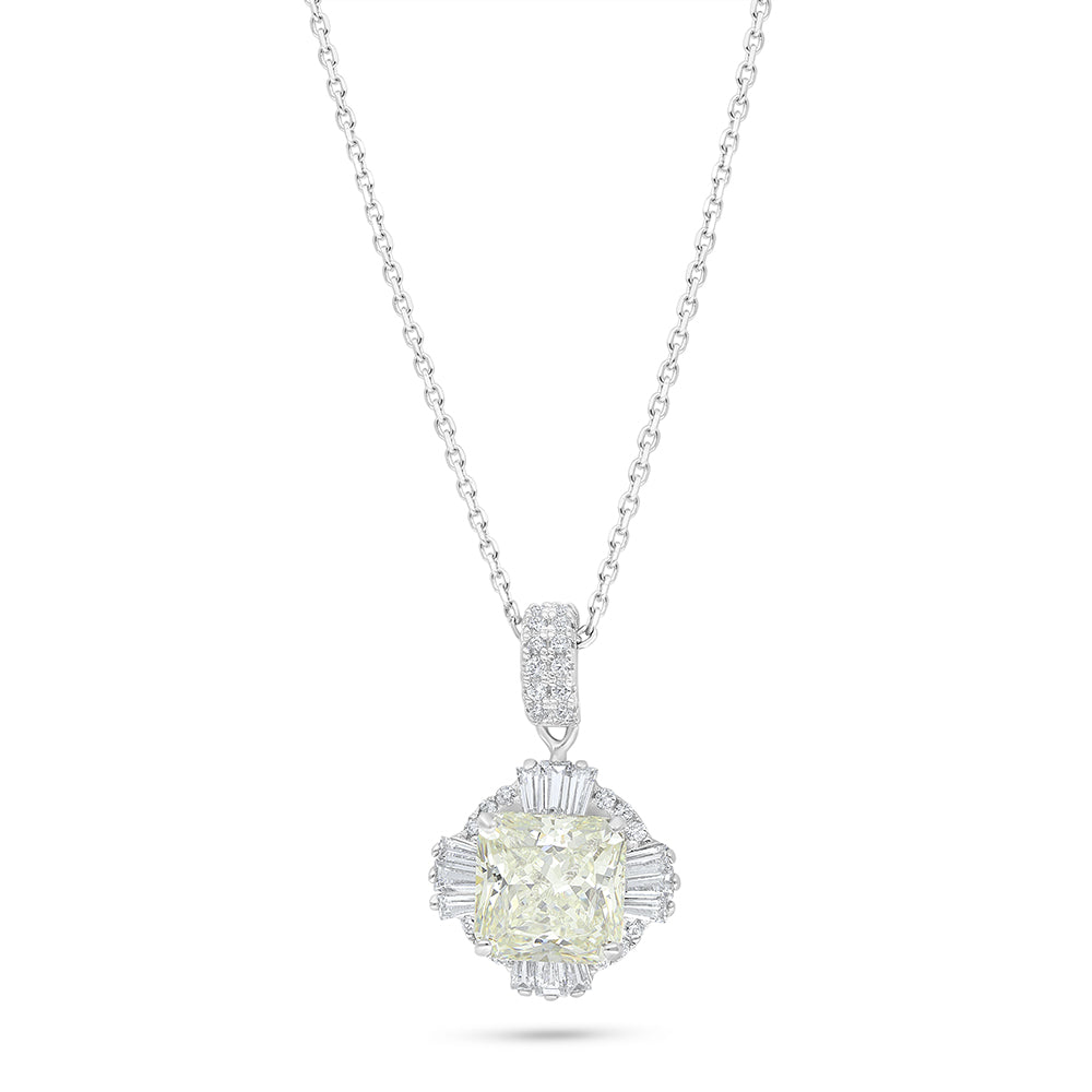 Sterling Silver 925 Necklace Rhodium Plated Embedded With Diamond Zircon And White Zircon