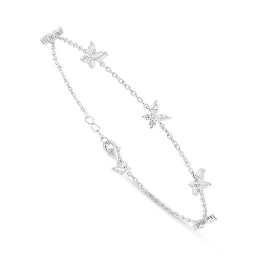 اسورة من الفضة الخالصة عيار 925 مطلية روديوم مرصعة فص ابيض