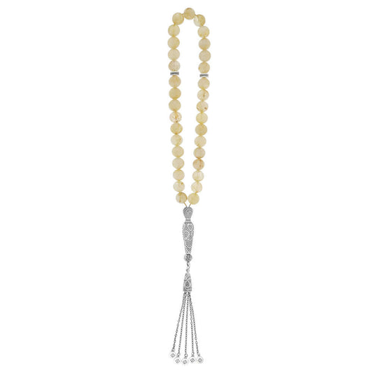 Rosary 33 Natural Rutile Round Bead 09 mm With Silver 925 Set