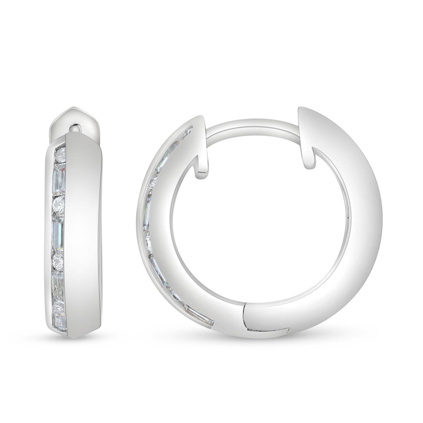 Sterling Silver 925 Earring Rhodium Plated Embedded With Diamond Zircon And White Zircon