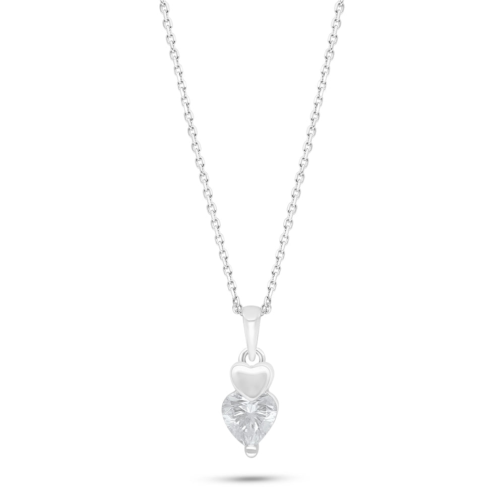 Sterling Silver 925 Necklace Rhodium Plated Embedded With White Zircon