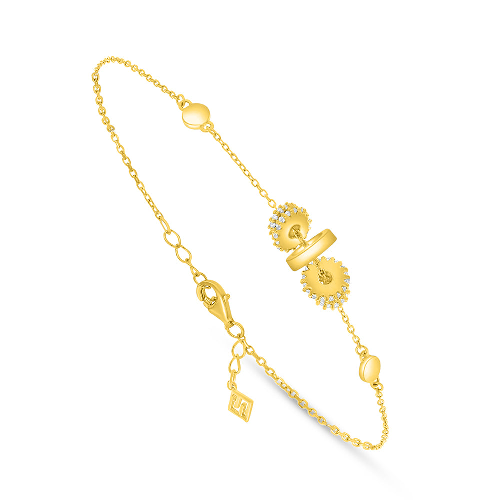 Sterling Silver 925 Bracelet Golden Plated Embedded With White Zircon