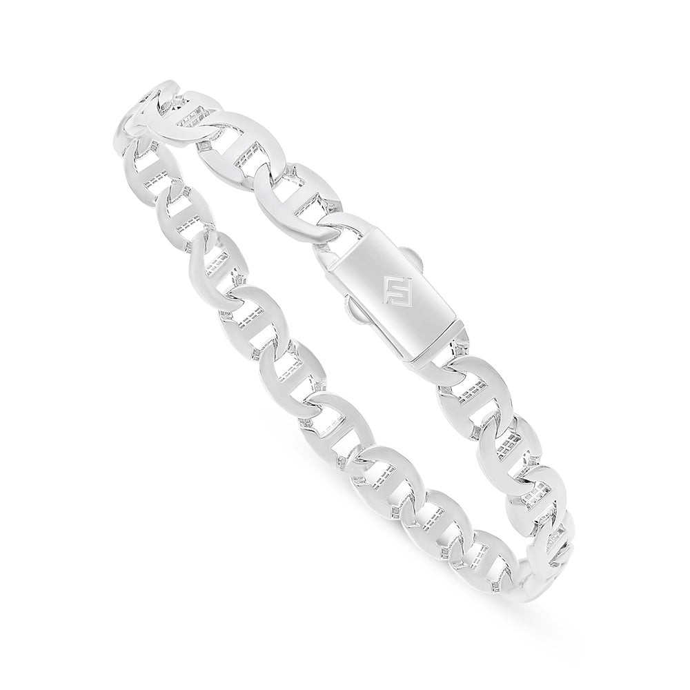 Sterling Silver 925 Bracelet Rhodium Plated Embedded For Men