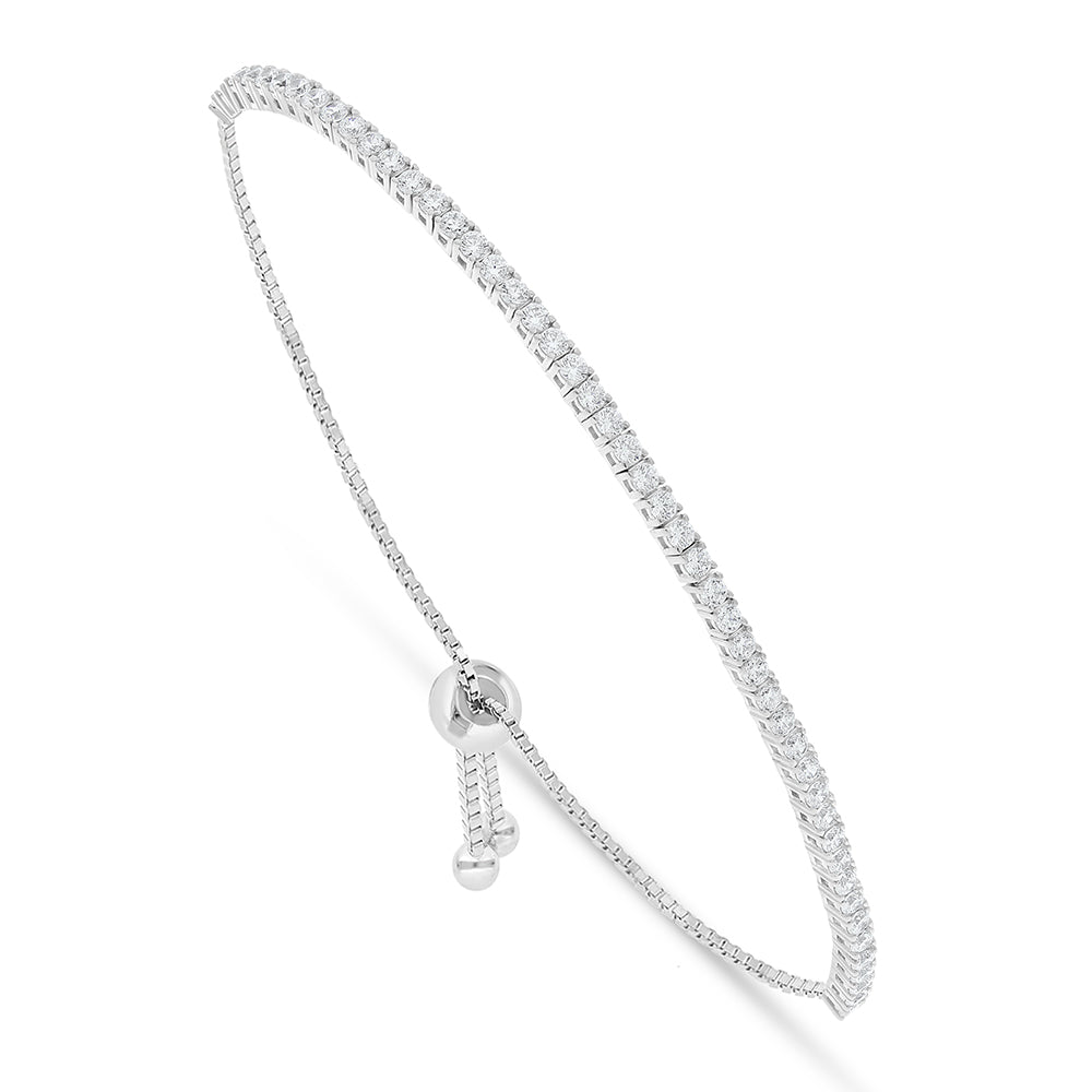 Sterling Silver 925 Bracelet Rhodium Plated Embedded With White Zircon