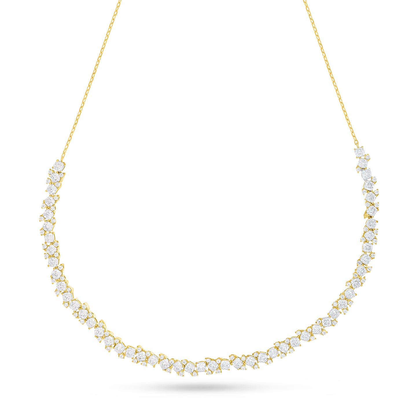 Sterling Silver 925 Necklace Golden Plated Embedded With White Zircon