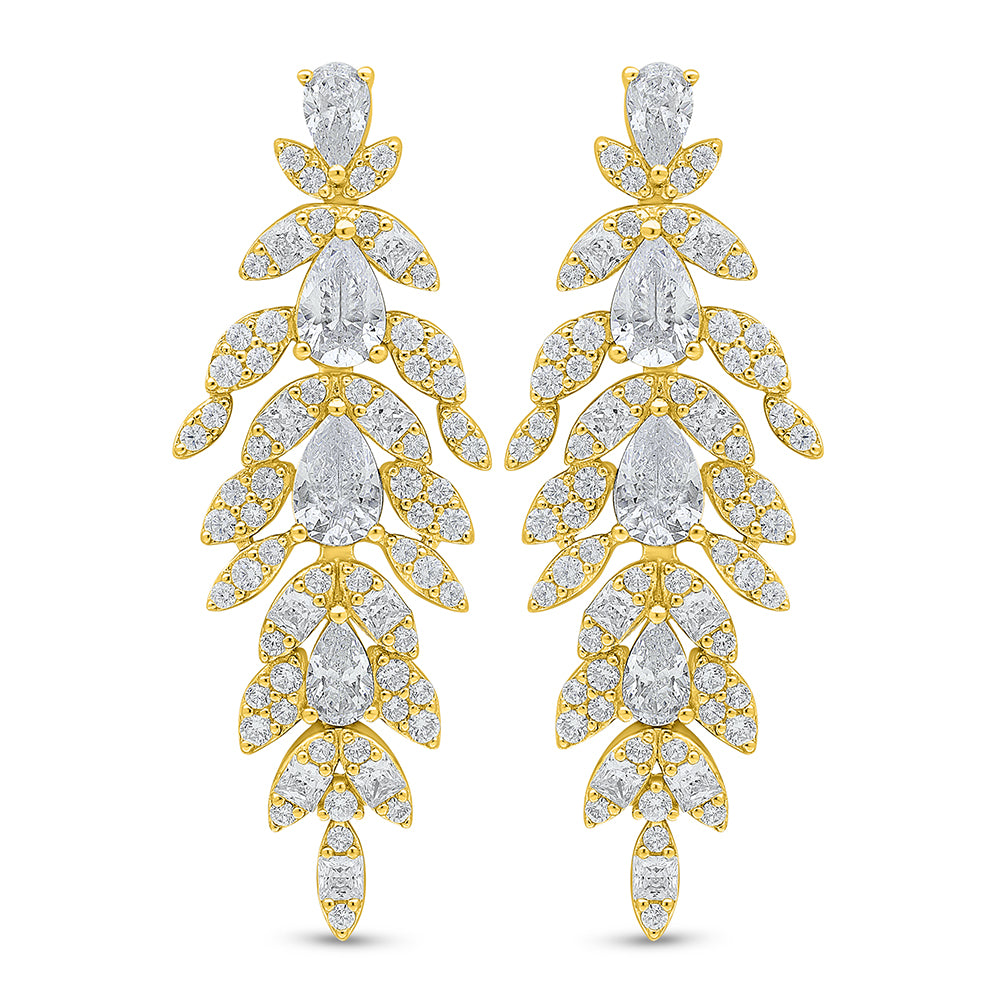 Sterling Silver 925 SET Golden Plated Embedded With White Zircon
