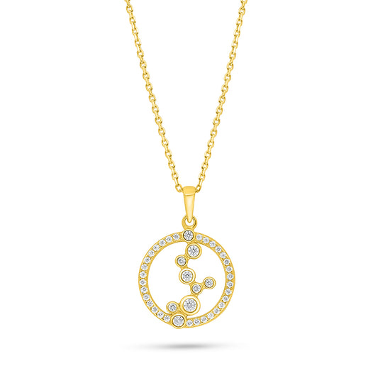 Sterling Silver 925 Necklace Golden Plated Embedded With White Zircon