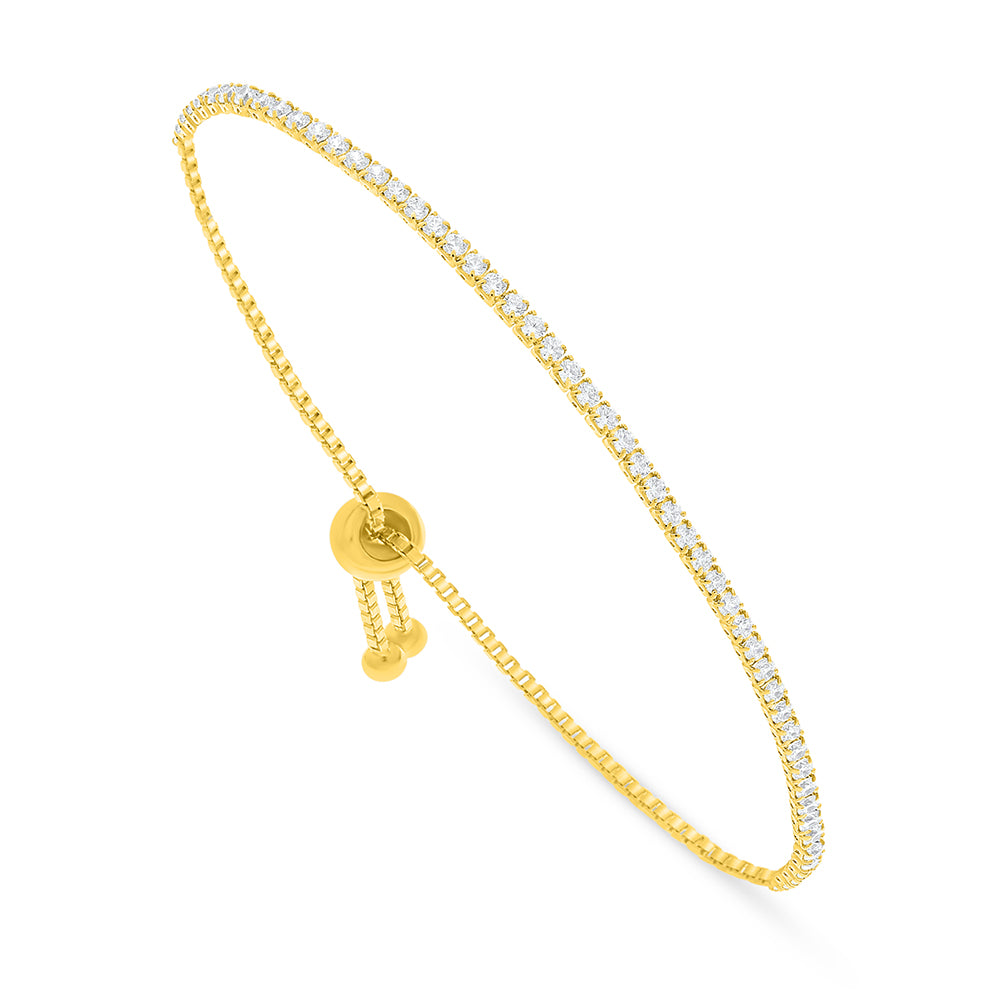 Sterling Silver 925 Bracelet Golden Plated Embedded With White Zircon