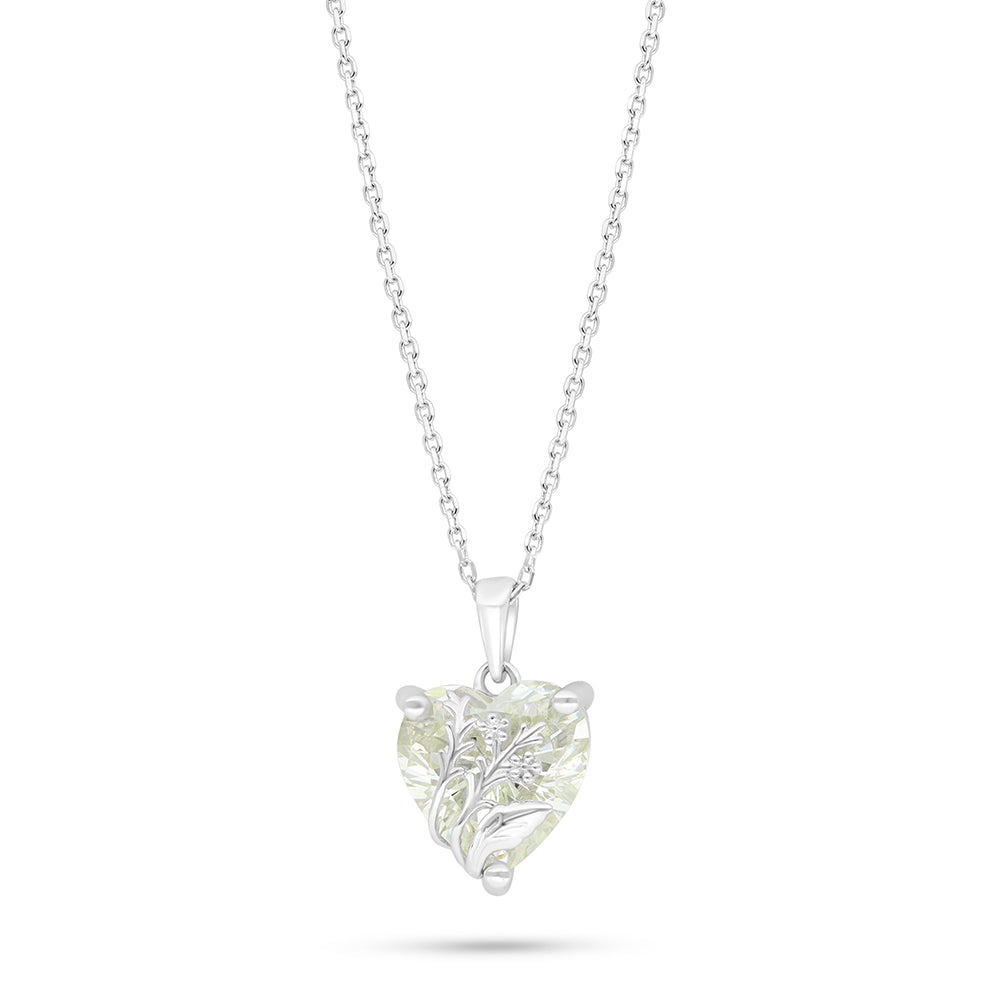 Sterling Silver 925 Necklace Rhodium Plated Embedded With Diamond Zircon