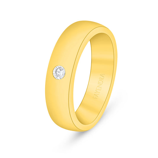 خاتم من الفضة الخالصة عيار 925 مطلي ذهبي مرصع فص ابيض