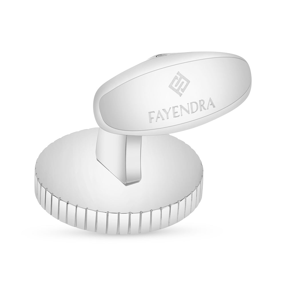 كبك ستانلس ستيل لون فضي و احجار عين النمر ازرق عيار L316