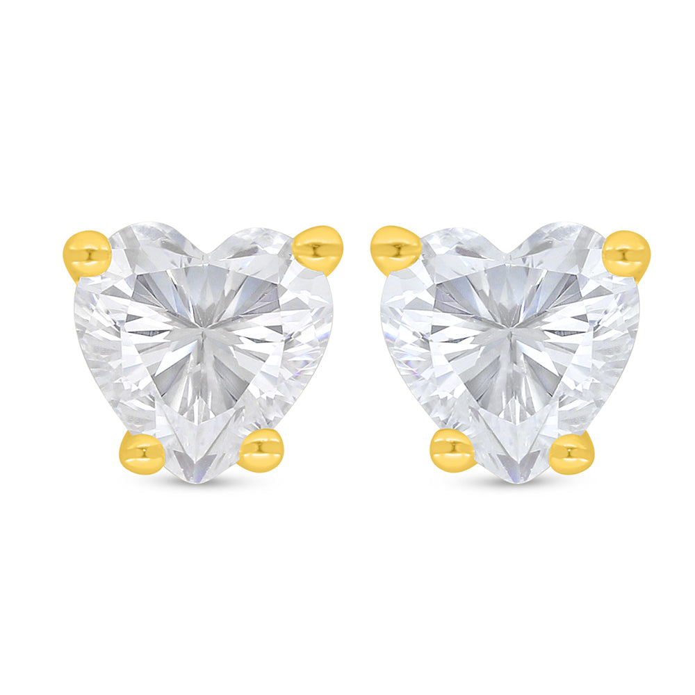 Sterling Silver 925 Earring Golden Plated Embedded With White Zircon